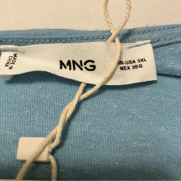 MNG by Mango 3x Light Blue V-Neck Women's Tee - Picture 4 of 14
